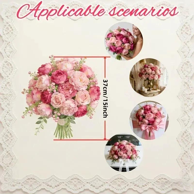 A Selection of High-Rated Artificial Two-Tone Peony Bouquets - Lifelike Flowers for Outdoor Decor, Home Decoration, And Event Decoration - Festive Floral Arrangements, Premium Bouquets, Bridal Bouquets, Valentine'S Day by House Of Avana