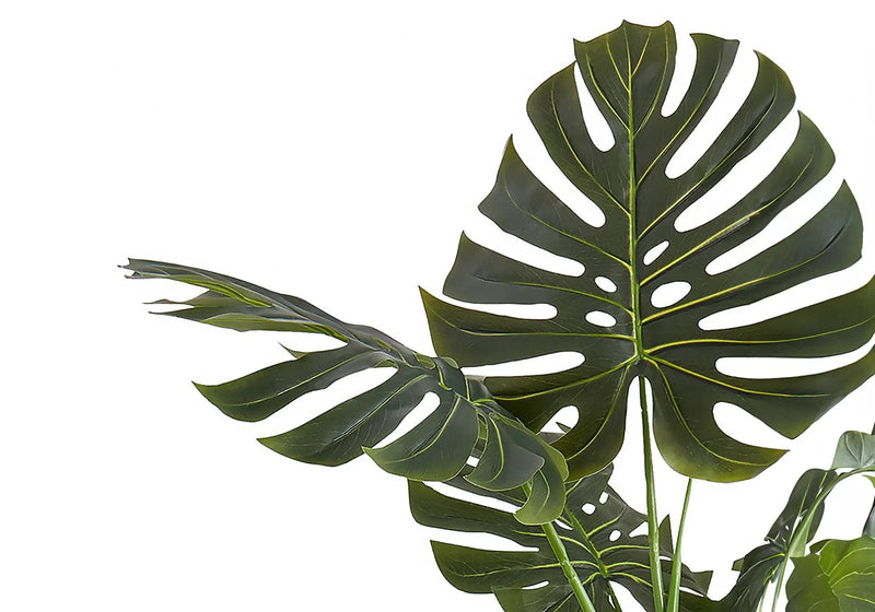 55" Tall, Artificial Plant, Monstera Tree, Indoor, Faux, Fake, Floor, Greenery, Potted, Real Touch, Decorative - Green / Black by Unique Piece Furniture