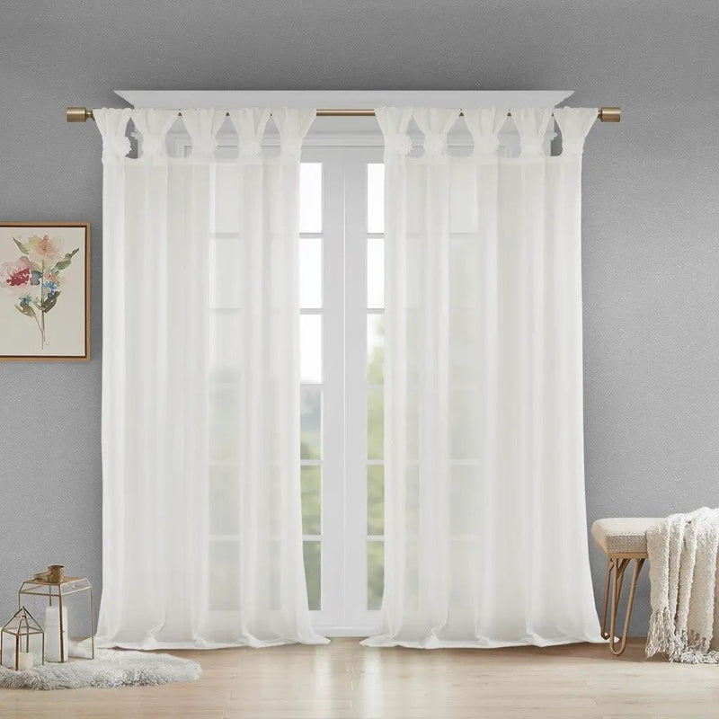 Floral Embellished Tab Top Solid Curtain Panel by HouseOfZazla
