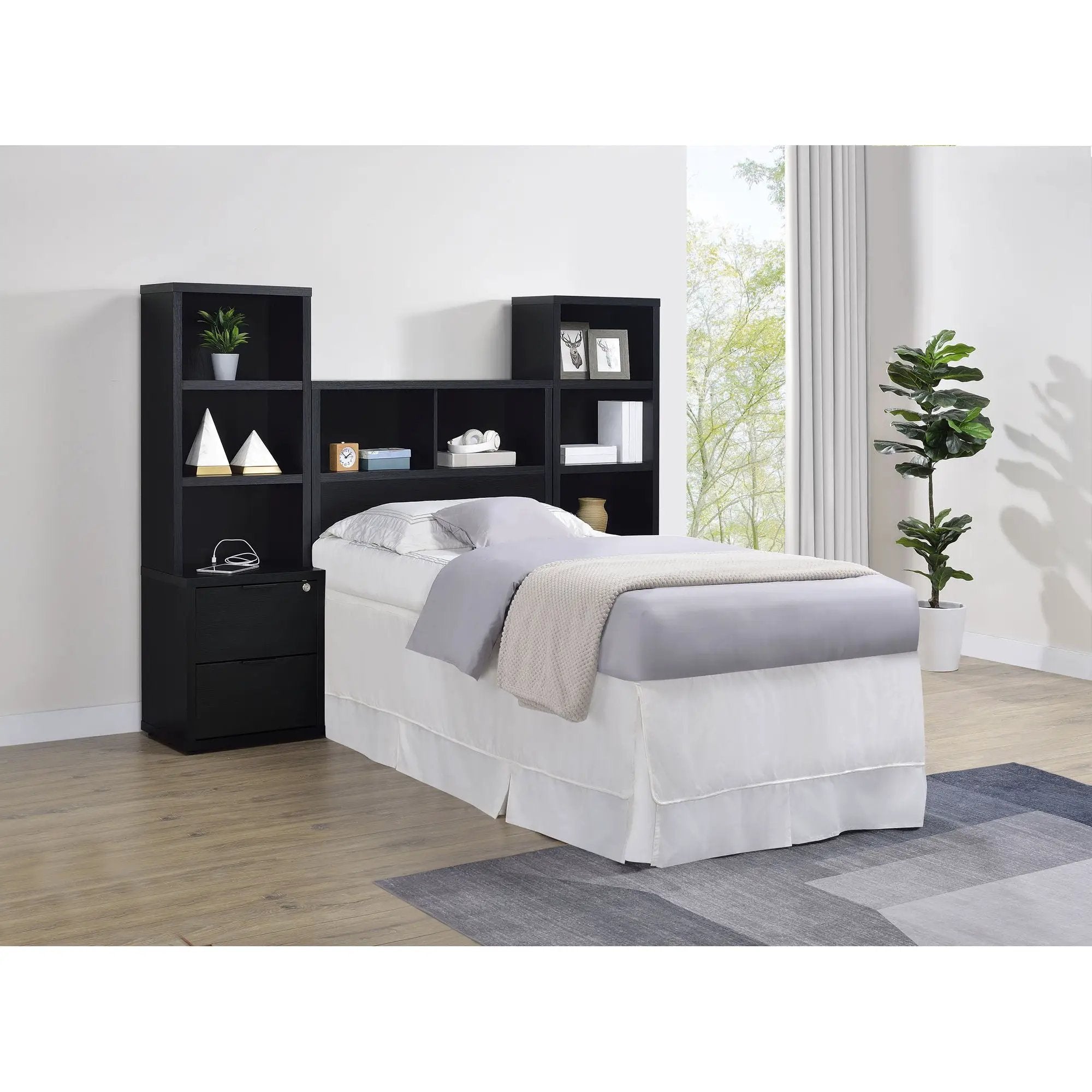 Geary - 3 Piece Bedroom Set With Bookcase Headboard by HouseOfZazla