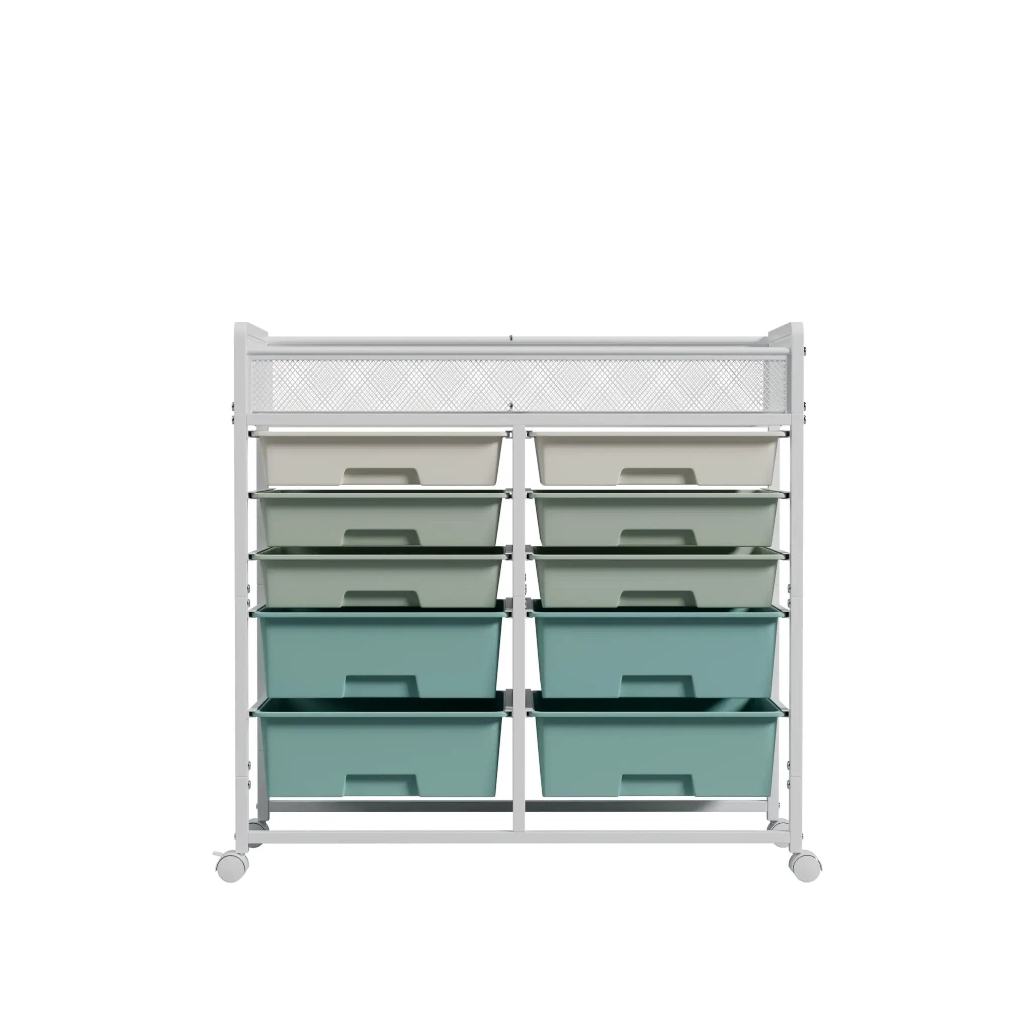 White Large Capacity 2-Row 10-Drawer Rolling Storage Cart by HouseOfZazla