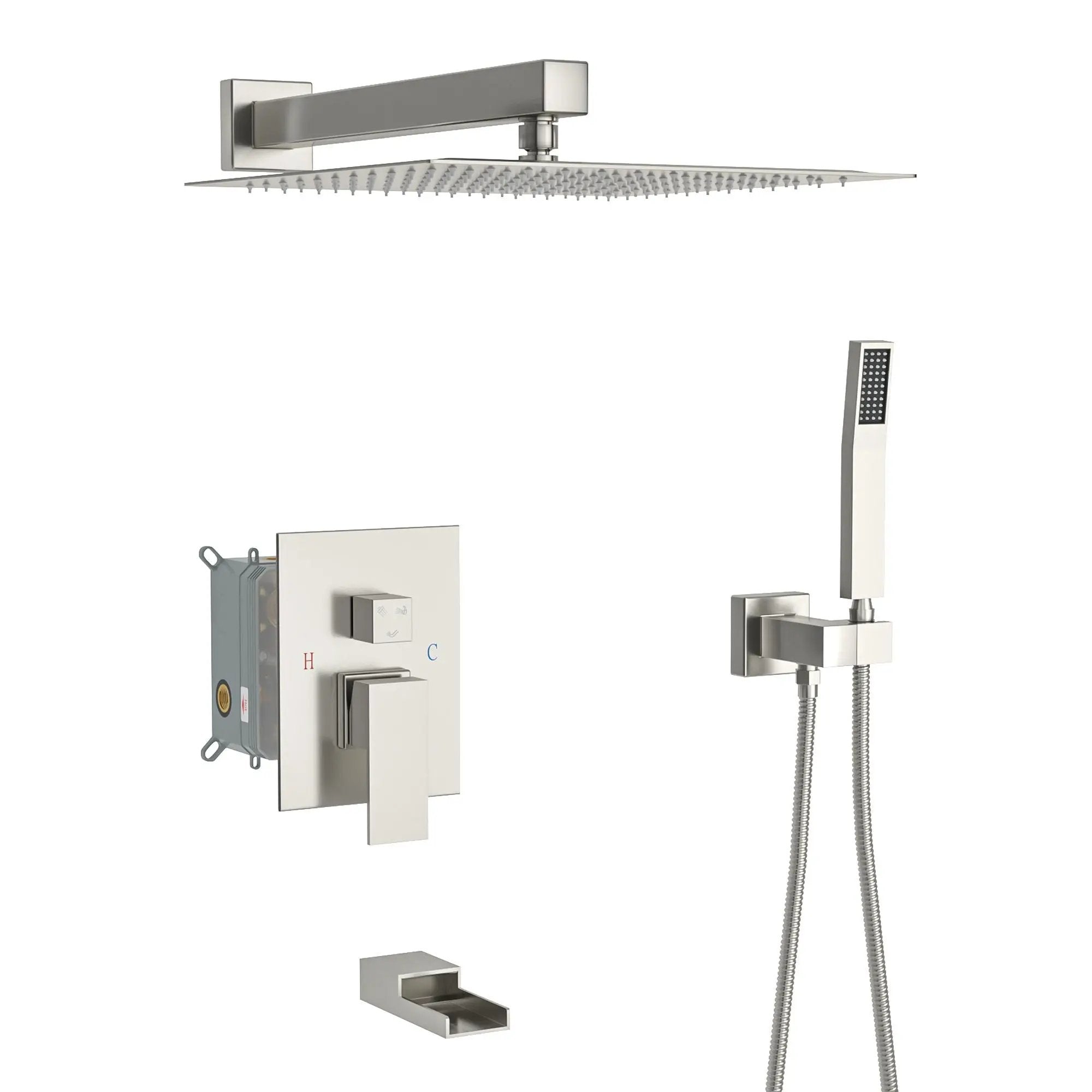 10" Wall Mounted Square Shower System With Rough In Valve by HouseOfZazla
