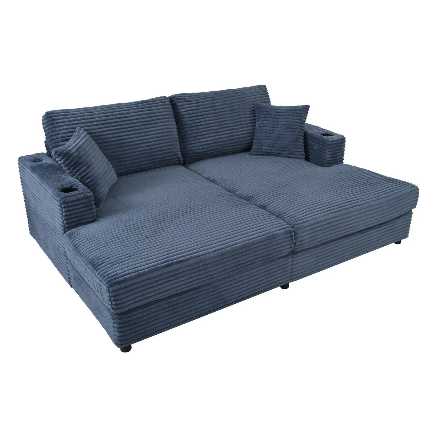 Oversized Loveseat Chaise With 2 USB Ports, 2 Cup Holders And 2 Throw Pillows by HouseOfZazla