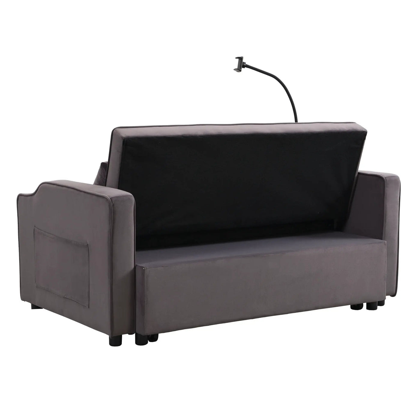Modern Loveseat Futon Sofa With Pullout Bed, Adjustable Reclining Backrest, Toss Pillows by HouseOfZazla