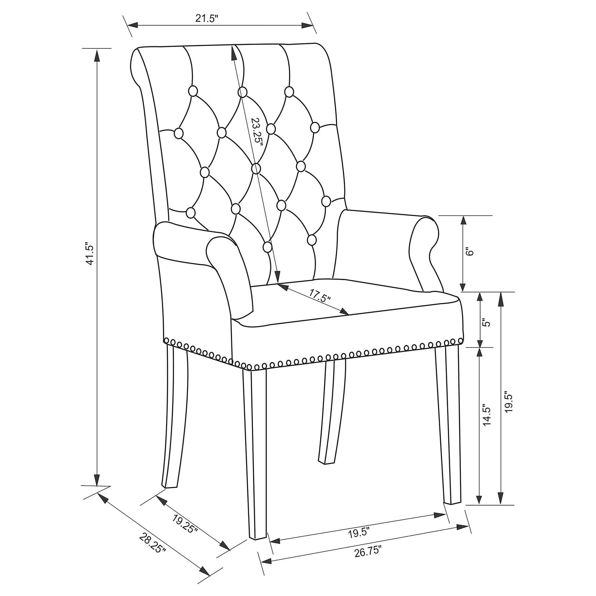 Tufted Arm Chair With Nailhead Trim by HouseOfZazla