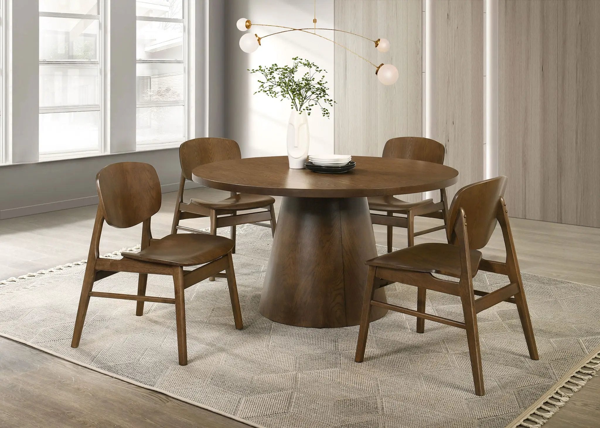 Franklin 5-piece 54-inch Round Dining Table Set Dark Brown by Unique Piece Furniture