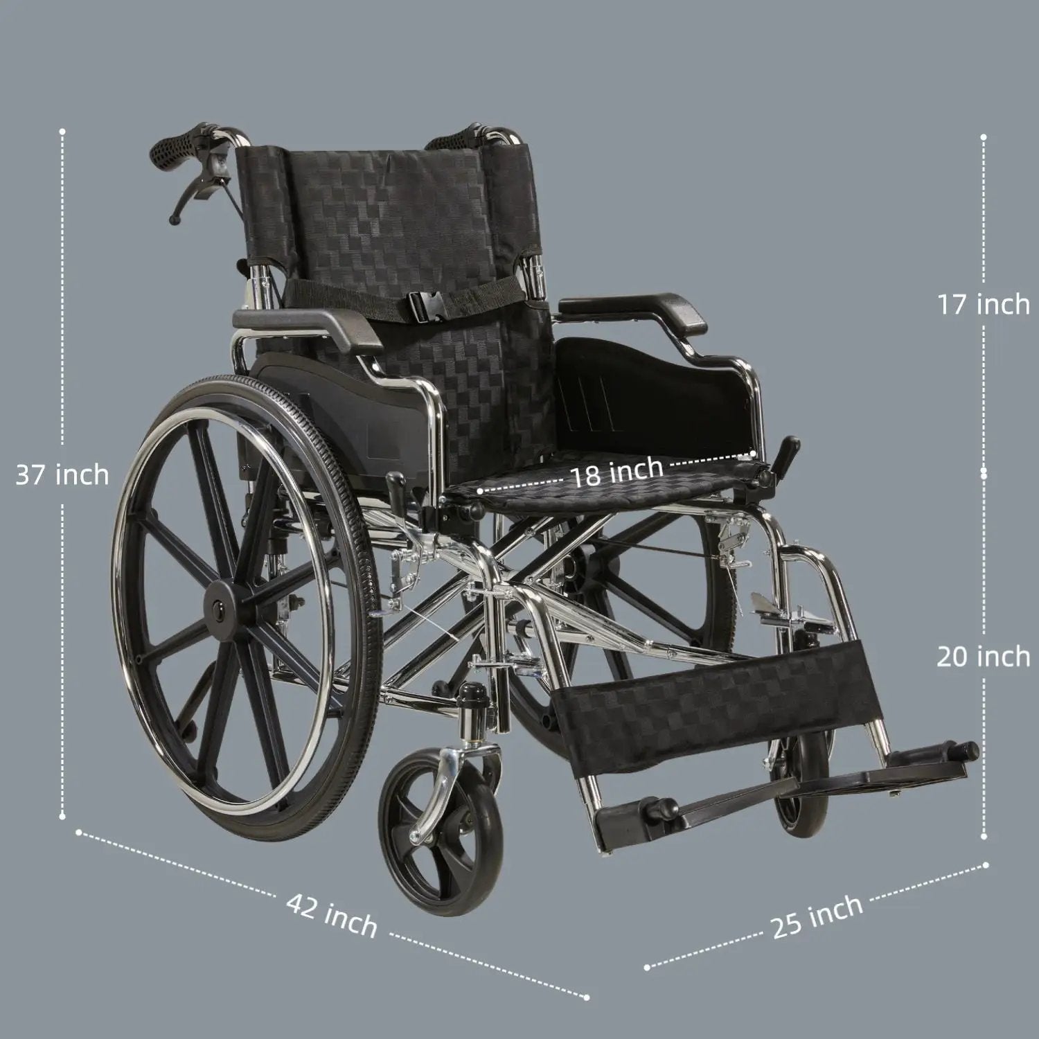 Lightweight Foldable Manual Wheelchair for Adults with Double Brakes by HouseOfZazla