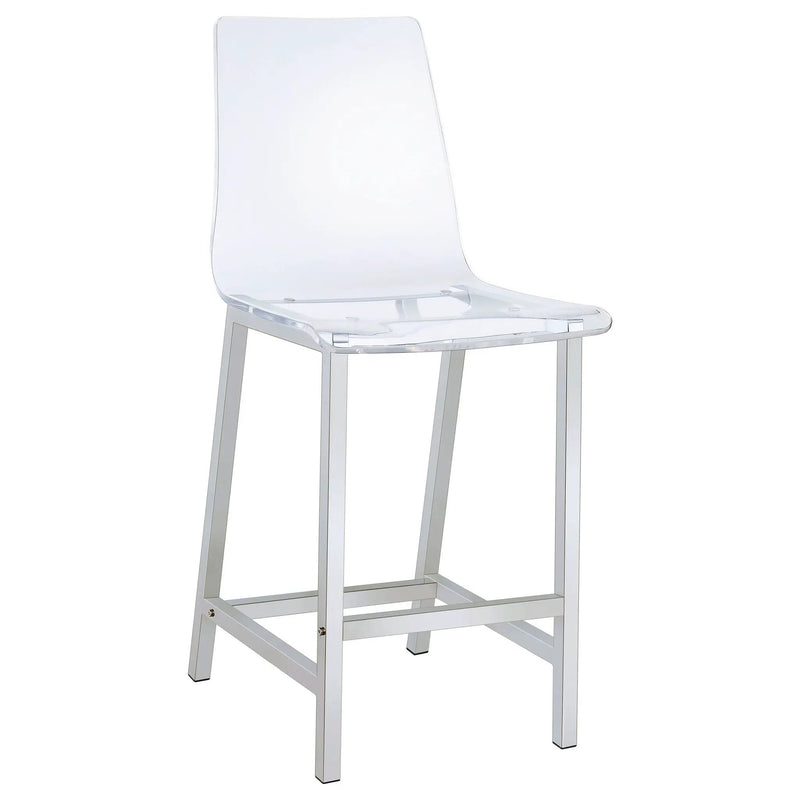 Juelia Clear Acrylic Counter Chair Chrome (Set of 2) by Unique Piece Furniture