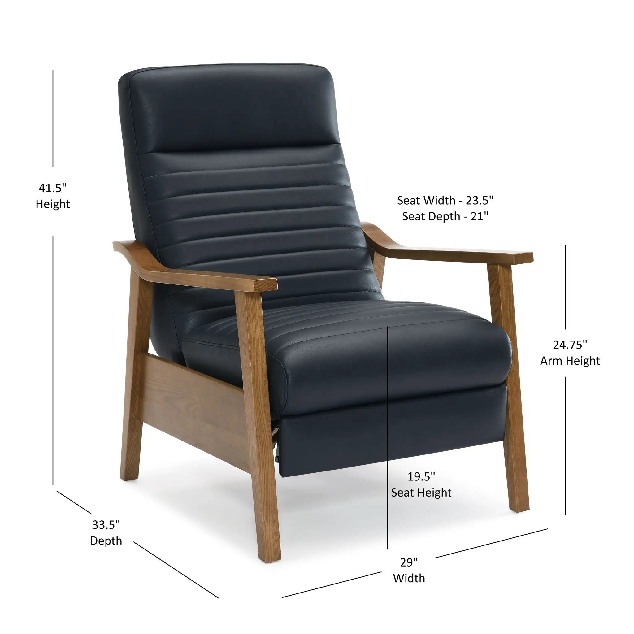 Asher - Modern Push Back Recliner With Wood Arms by Unique Piece Furniture