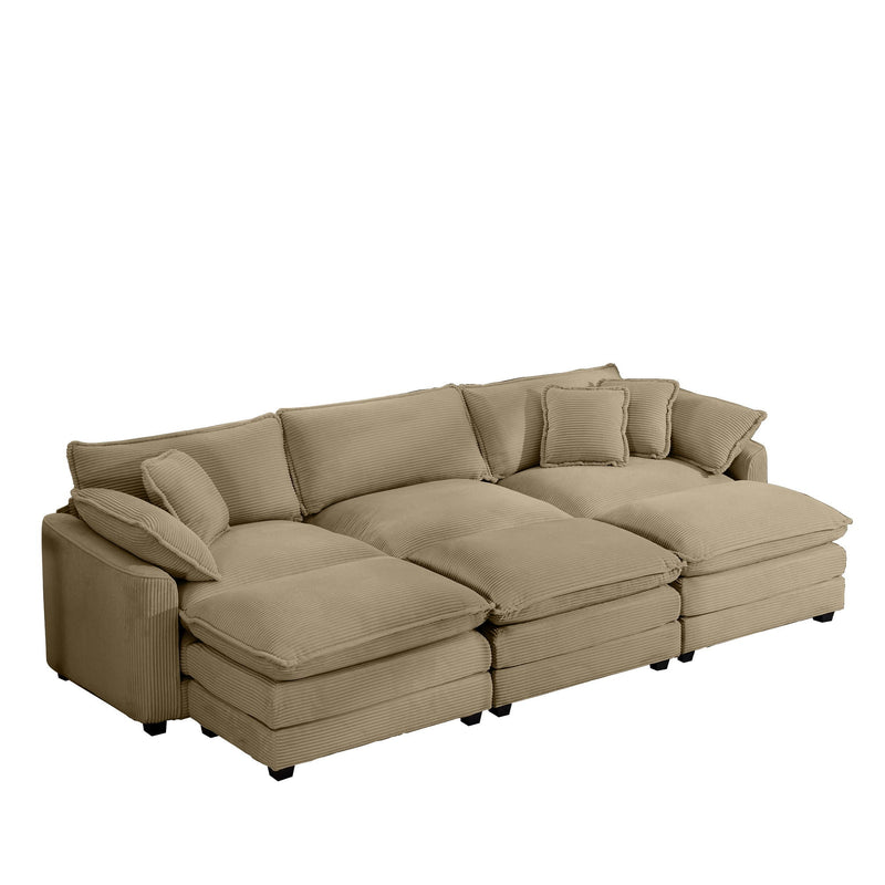 Modern Oversized Modular Cushion Sofa With Ottoman, Low Back, Deep Seating Sofa Set by Unique Piece Furniture