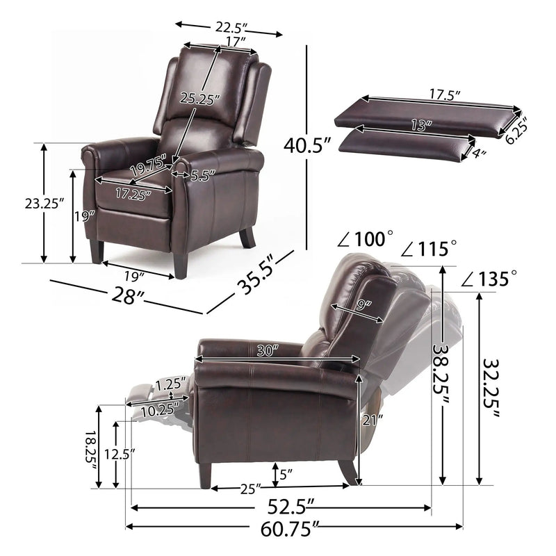 Memphis Standard Recliner Club Chair - Burgundy by HouseOfZazla