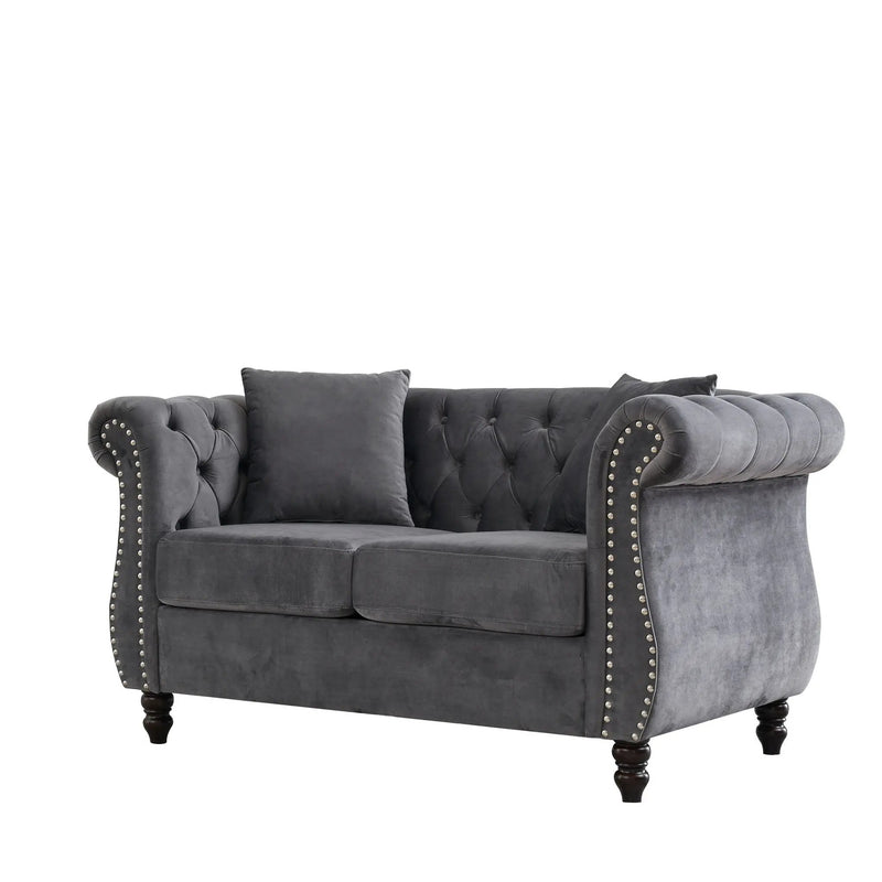 Chesterfield Sofa With Rolled Arms And Nailhead Trim by HouseOfZazla