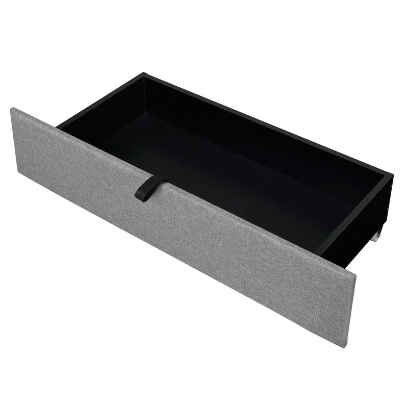 Upholstered Platform Bed With Storage Headboard, Trundle & 2 Drawers And A Set Of Sockets & USB Ports by HouseOfZazla