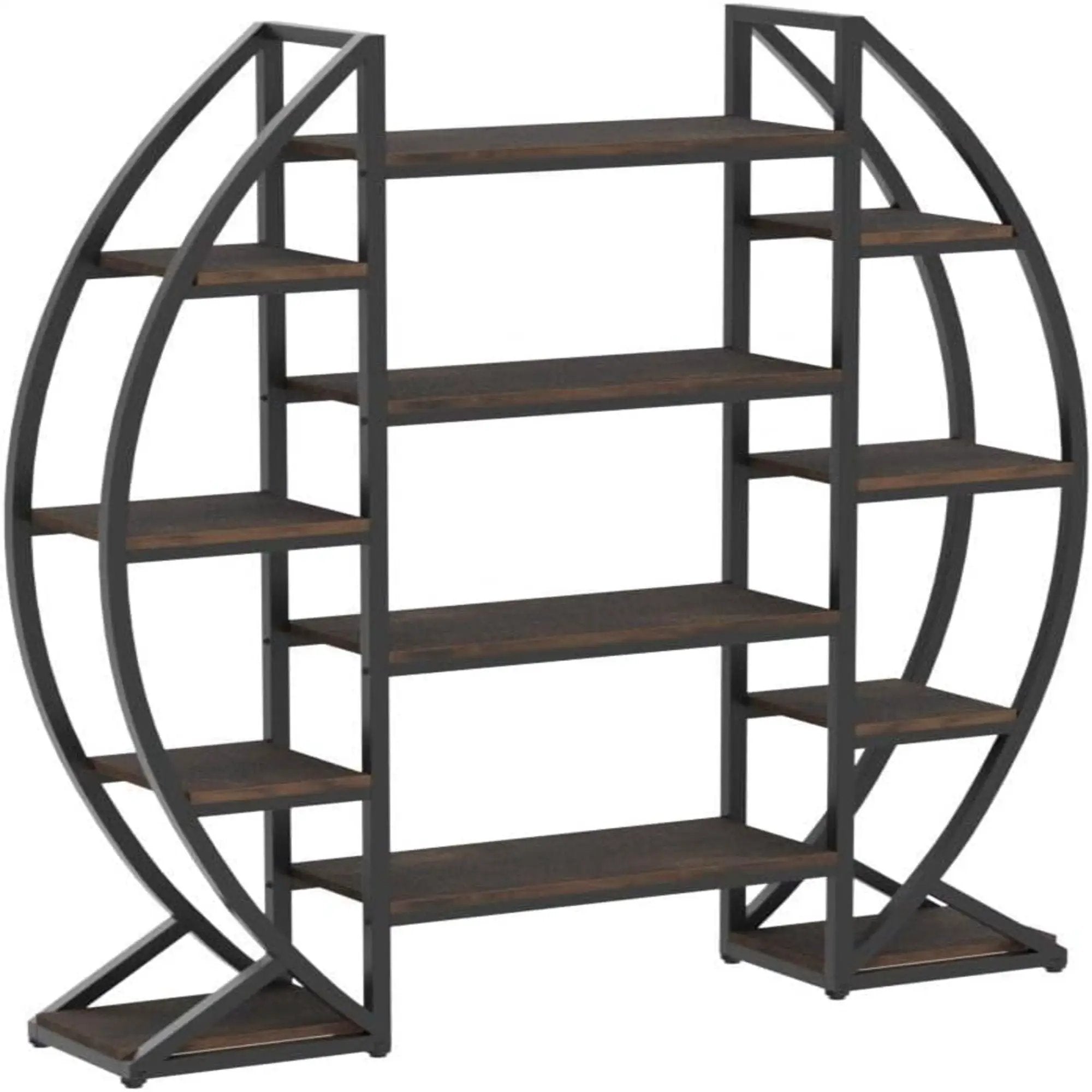 Triple Wide Oval Etagere Bookcase With Shelves For Living Room by HouseOfZazla