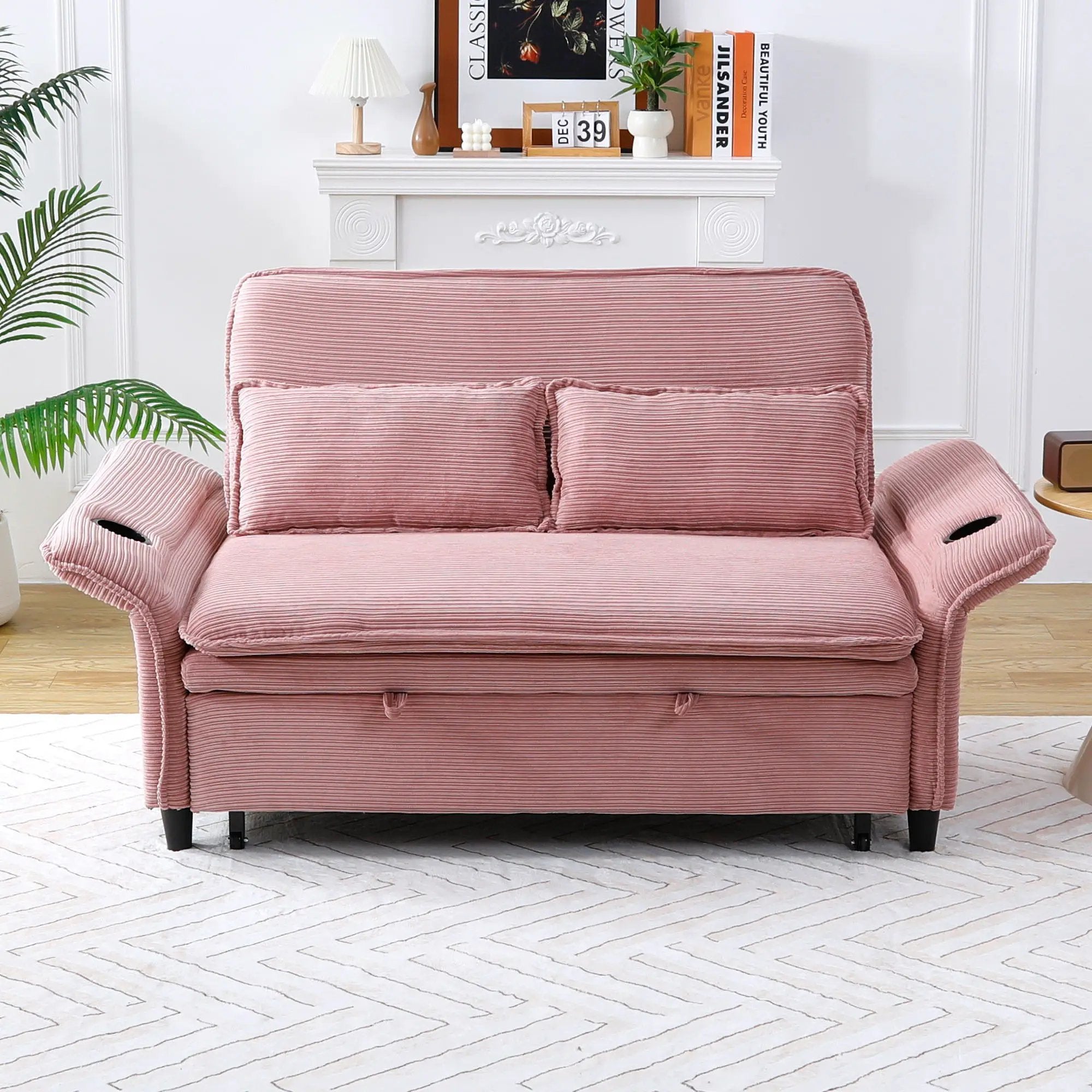 Modern Fabric Multi-Functional Sofa Bed With Adjustable Armrests And Backrests by Unique Piece Furniture