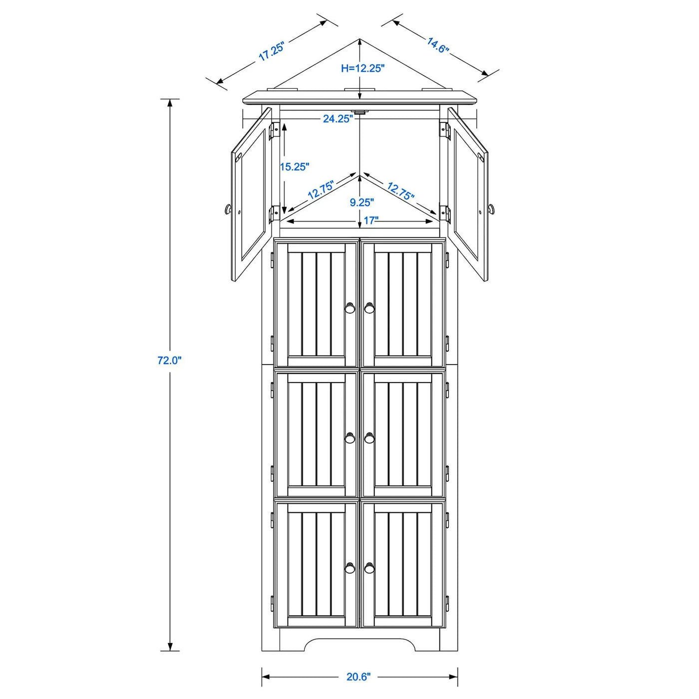 Tall Storage Cabinet With Doors And 4 Shelves For Living Room, Kitchen, Office, Bedroom, Bathroom, Modern by Unique Piece Furniture