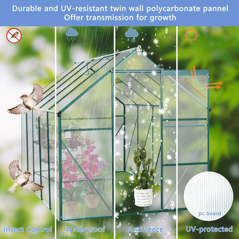 Polycarbonate house Raised Base And Anchor Aluminum Heavy Duty Walk-In houses For Outdoor Backyard In All Season by HouseOfZazla