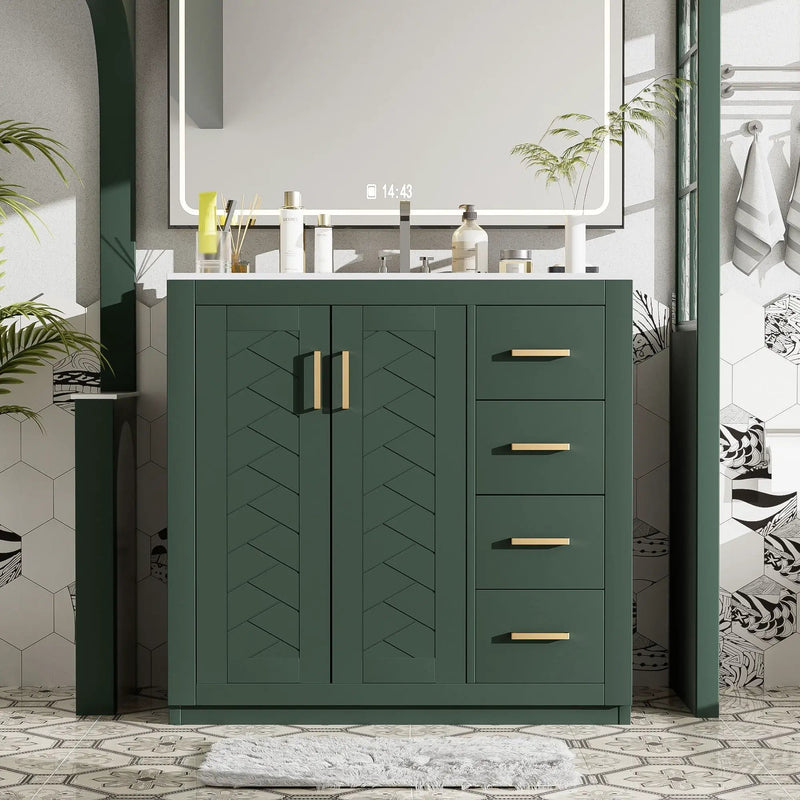 Bathroom Vanity With Sink Combo, Storage Cabinet, Freestanding Set With 3 Drawers & Soft Closing Doors by HouseOfZazla