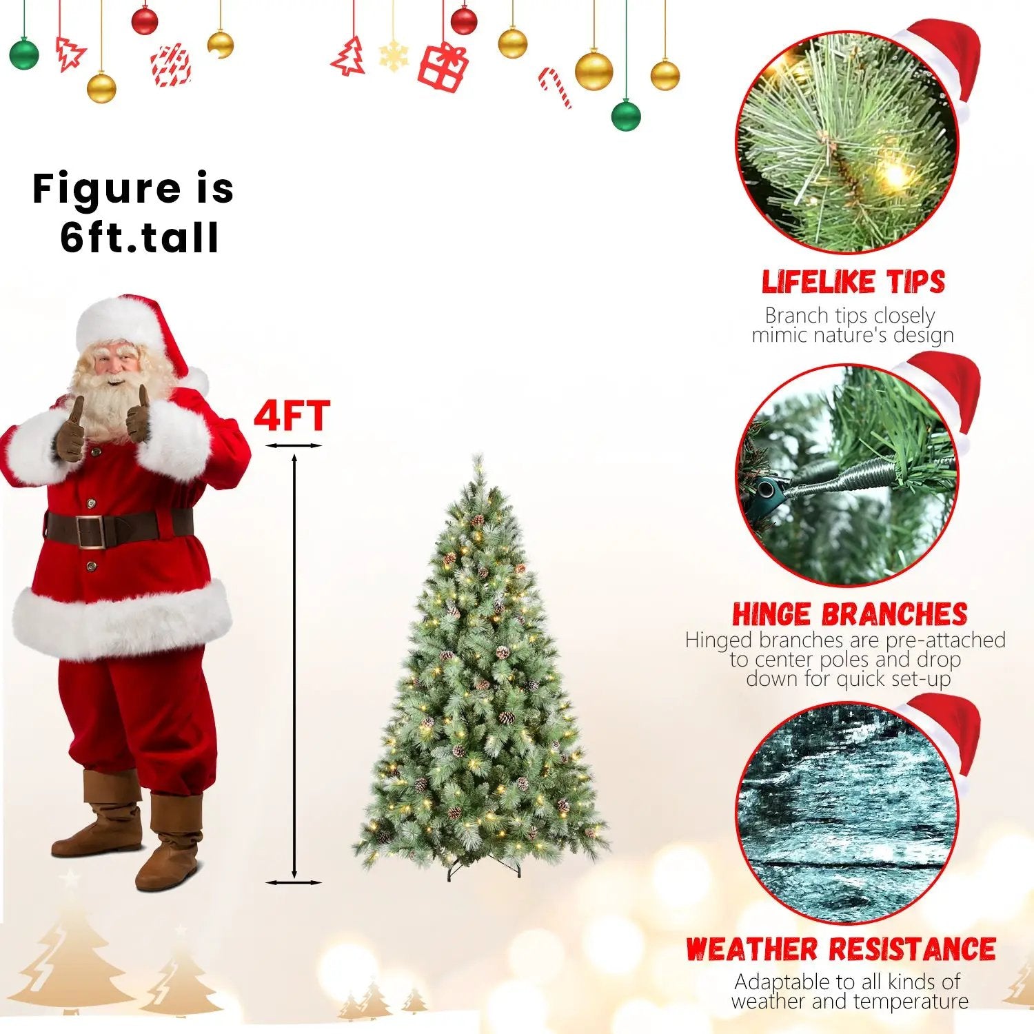 9FT Christmas Tree with 700 Warm Lights by HouseOfZazla
