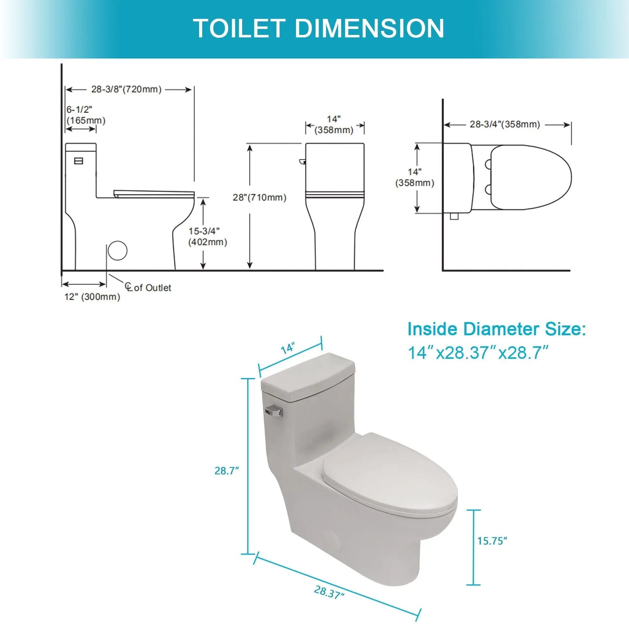 Modern Ceramic 1 Piece Toilet With Single Flush And Soft Closing Seat - White by HouseOfZazla