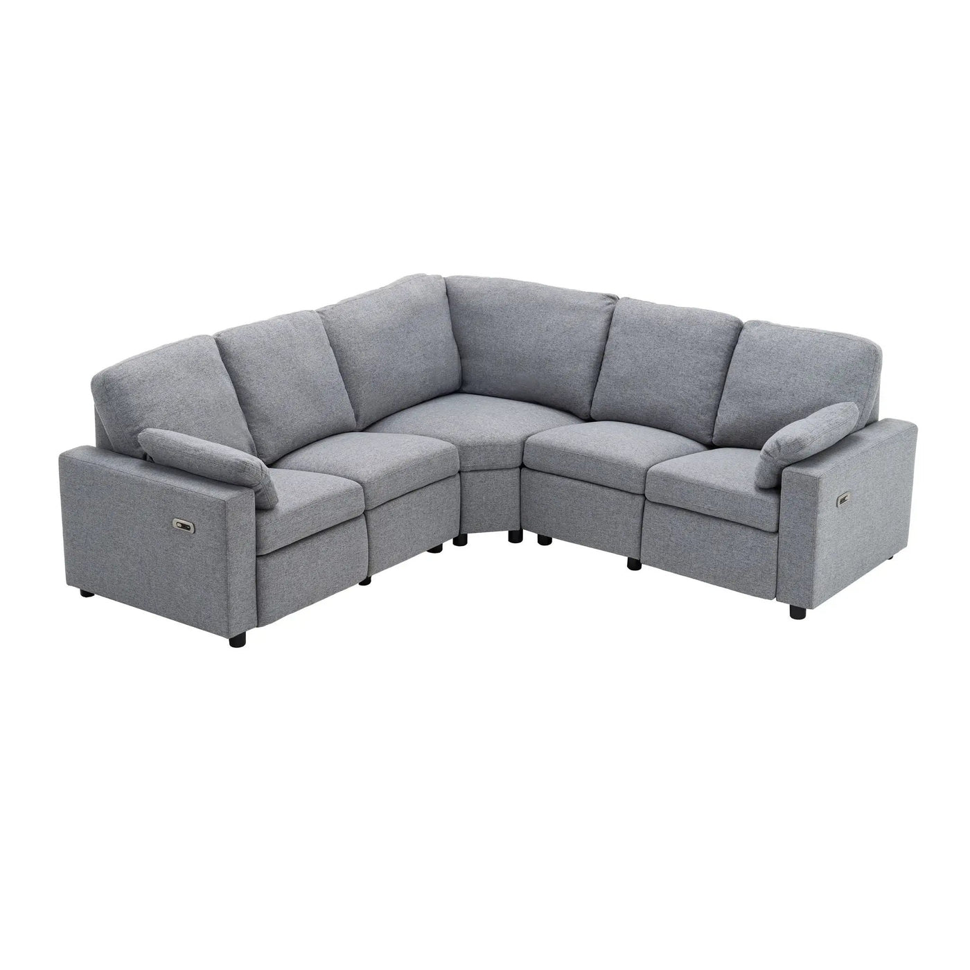 Power Recliner Sectional Sofa Home Theater Reclining Sofa With Two USB Ports, Two Storage Drawers For Living Room by HouseOfZazla