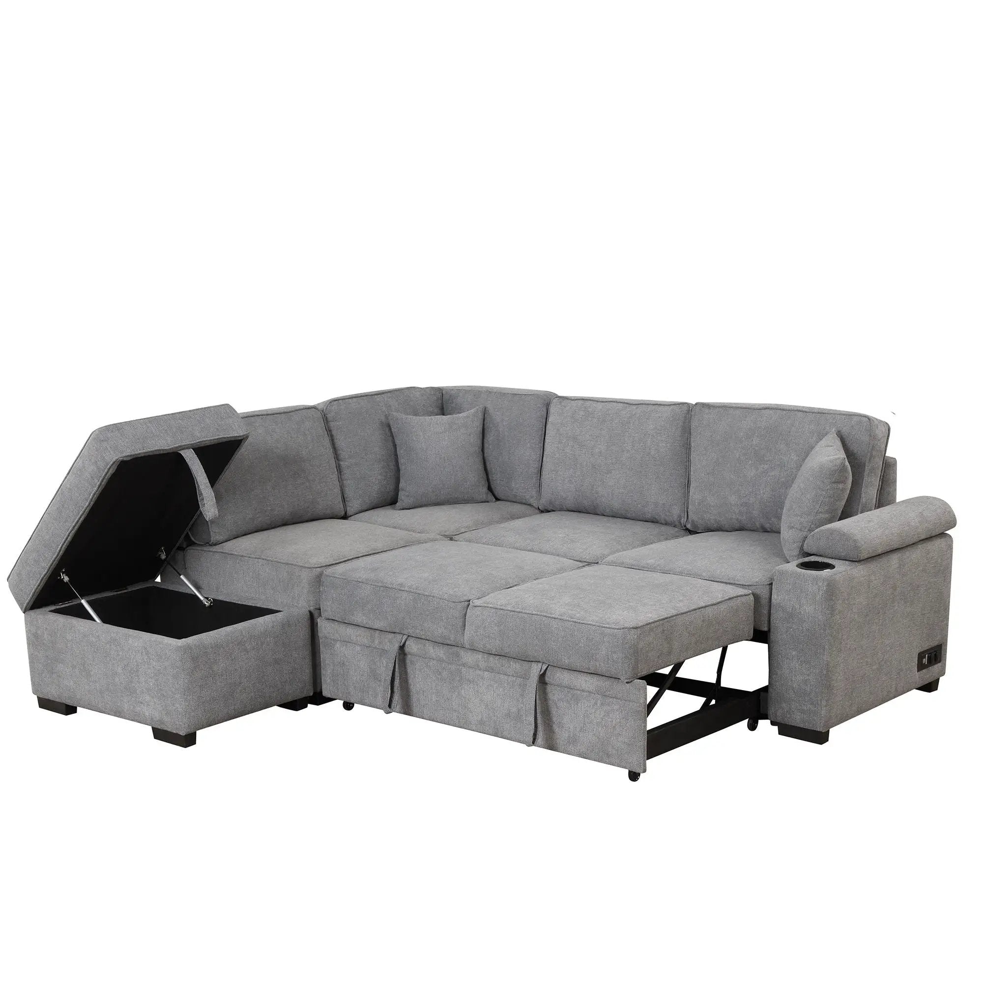 Sleeper Sofa Bed, 2 In 1 Pull Out Sofa Bed L Shape Couch With Storage Ottoman For Living Room, Bedroom Couch And Small Apartment by HouseOfZazla