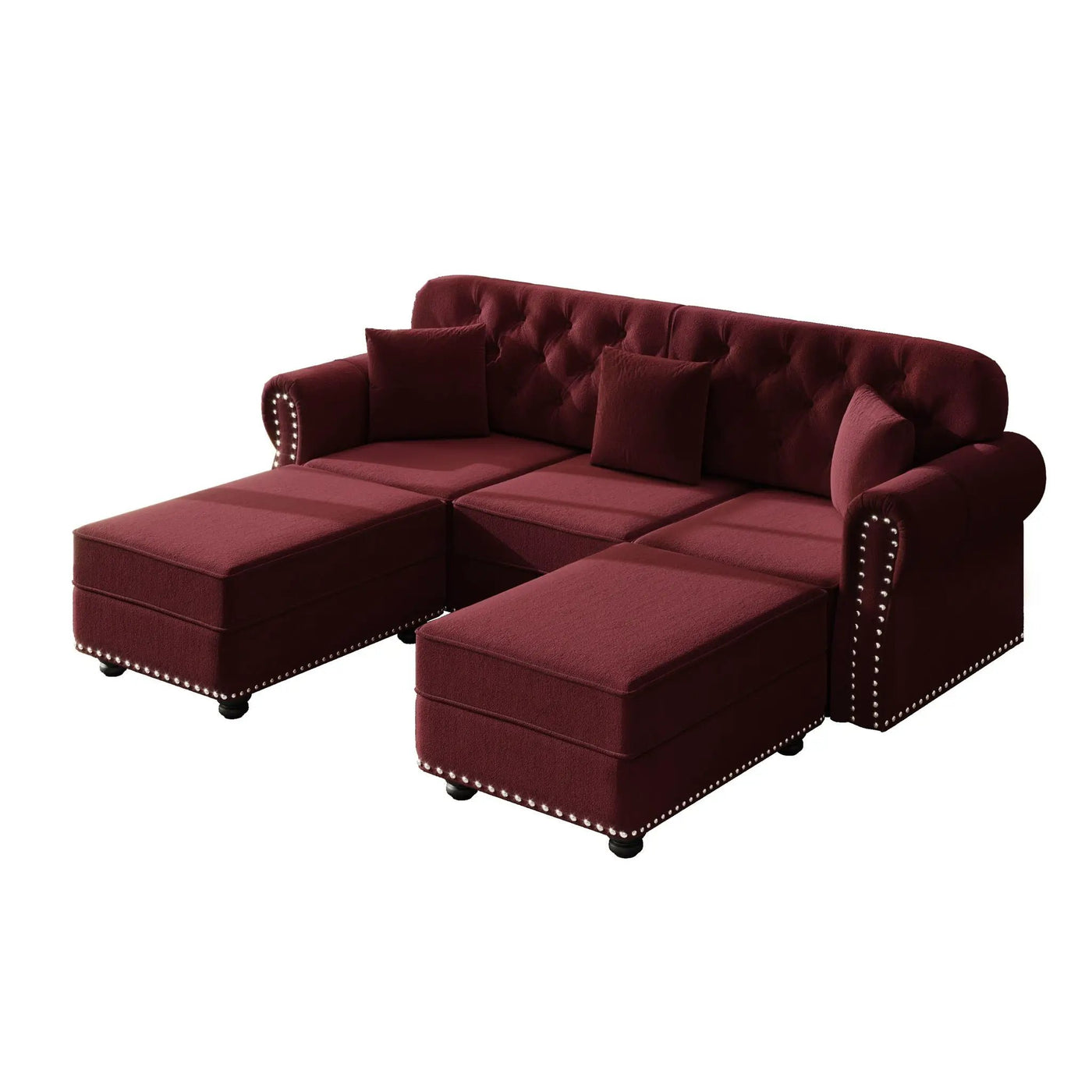 Upholstered Sofa Set With Nailhead Trim And Rolled Armrests, Includes Pillows by HouseOfZazla