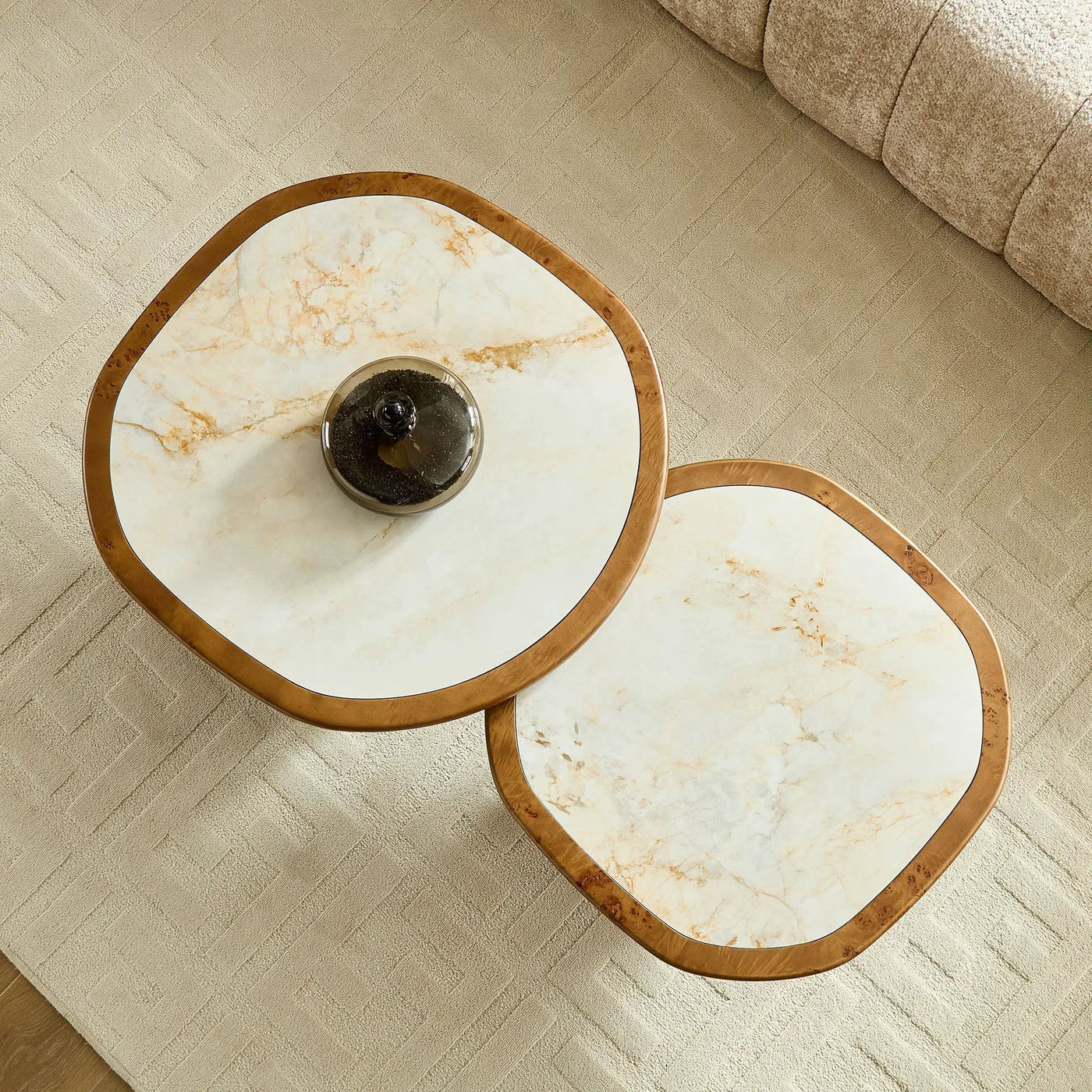 Irregular Coffee Table Set - 2pcs Burl Wood Veneer by HouseOfZazla