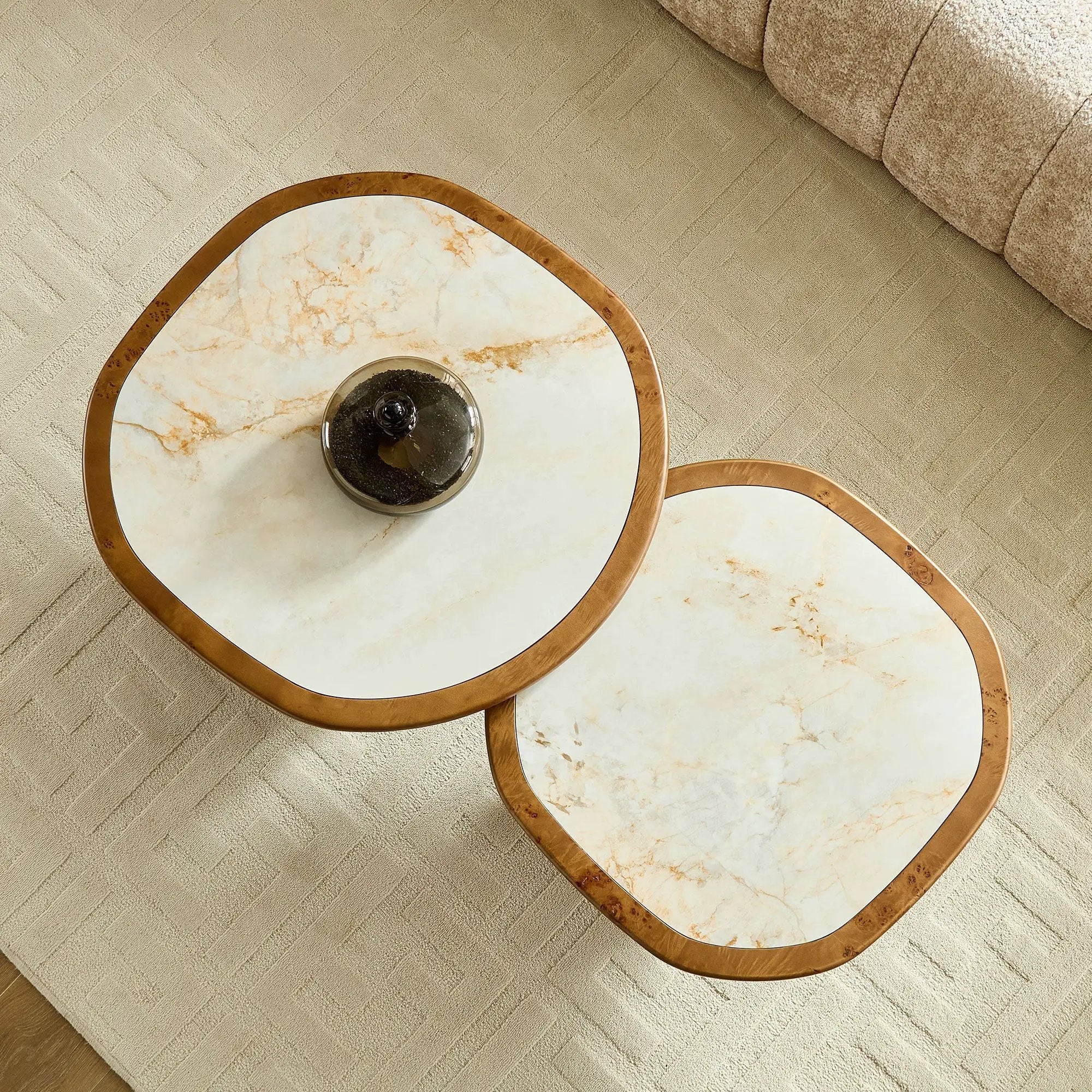 Irregular Coffee Table Set - 2pcs Burl Wood Veneer by HouseOfZazla