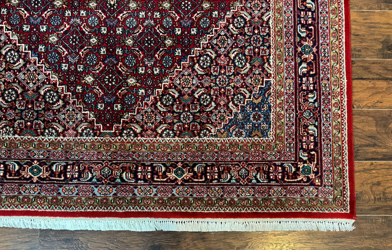 Indo Persian Bidjar Rug 6x9, Vintage Wool Handmade Carpet by Jewel Rugs