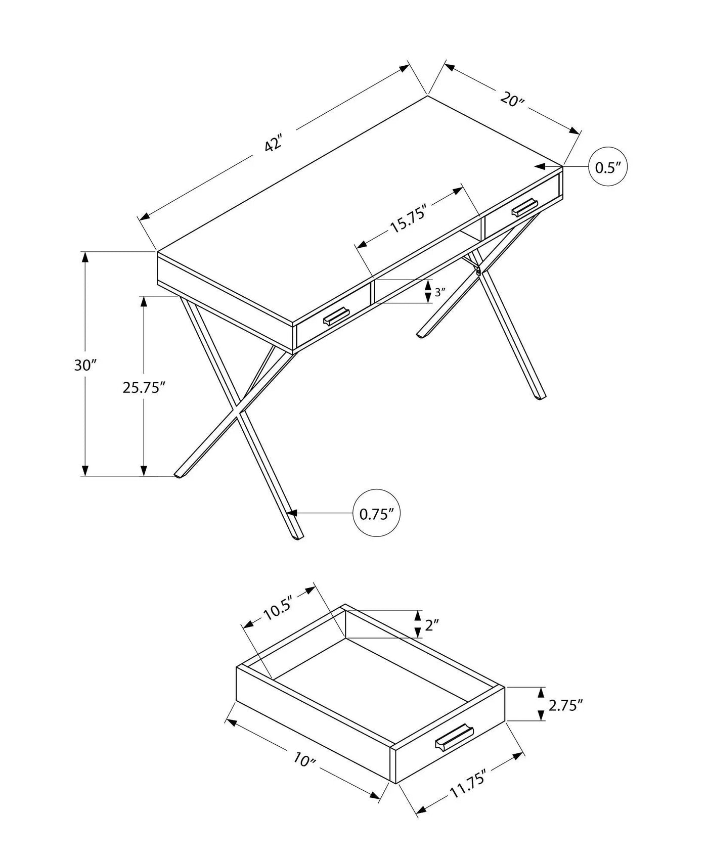 Computer Desk, Home Office, Laptop, Left / Right Set-Up, Storage Drawers, Work, Contemporary, Modern by Unique Piece Furniture