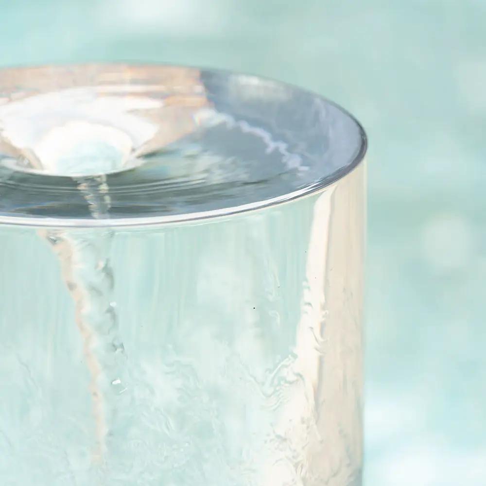 Heavy Cement Round Ribbed Outdoor Water Fountain With Light - Black White by Unique Piece Furniture