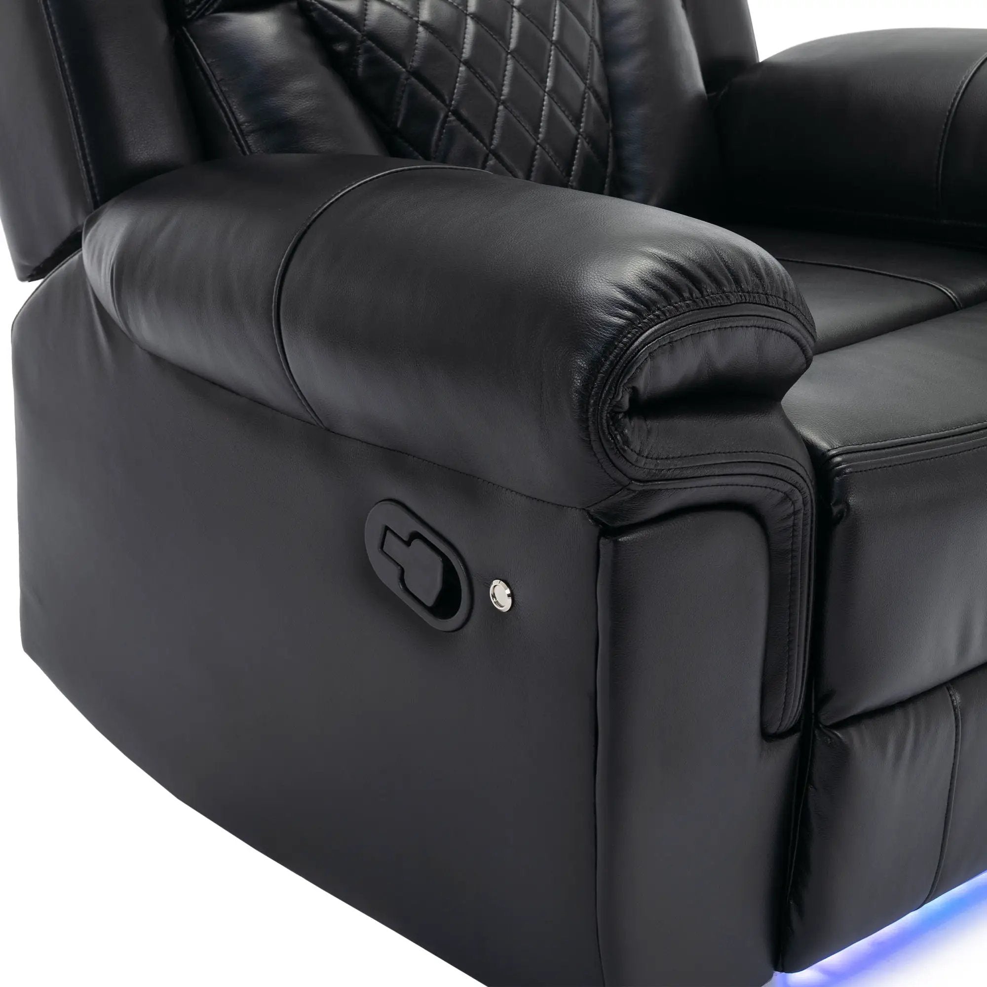 Home Theater Seating Manual Recliner Chair, Led Light Strip For Living Room - Black by HouseOfZazla