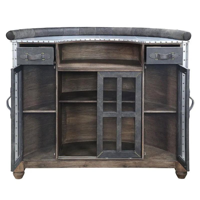 Rahma - Bar Table - Antique Ebony Top Grain Leather & Aluminum by Unique Piece Furniture