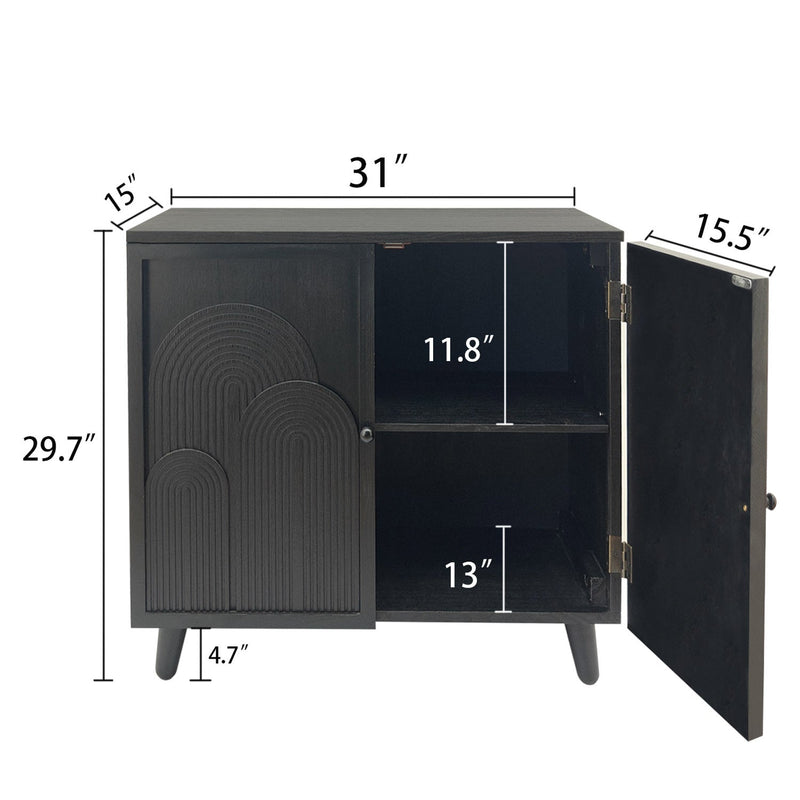 Modern Black Wood Storage Cabinet with Embossed Door by HouseOfZazla