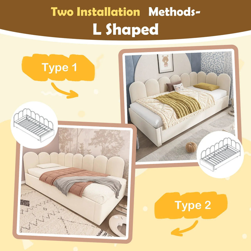 Upholstered Daybed With Metal Slatted Base by HouseOfZazla