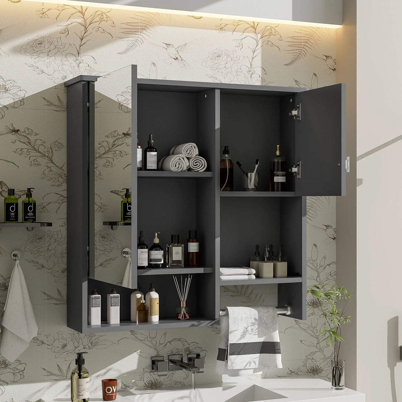 Modern Wall Mounted Bathroom Medicine Cabinet, Bathroom Wall Storage Cabinet With Mirror by Unique Piece Furniture