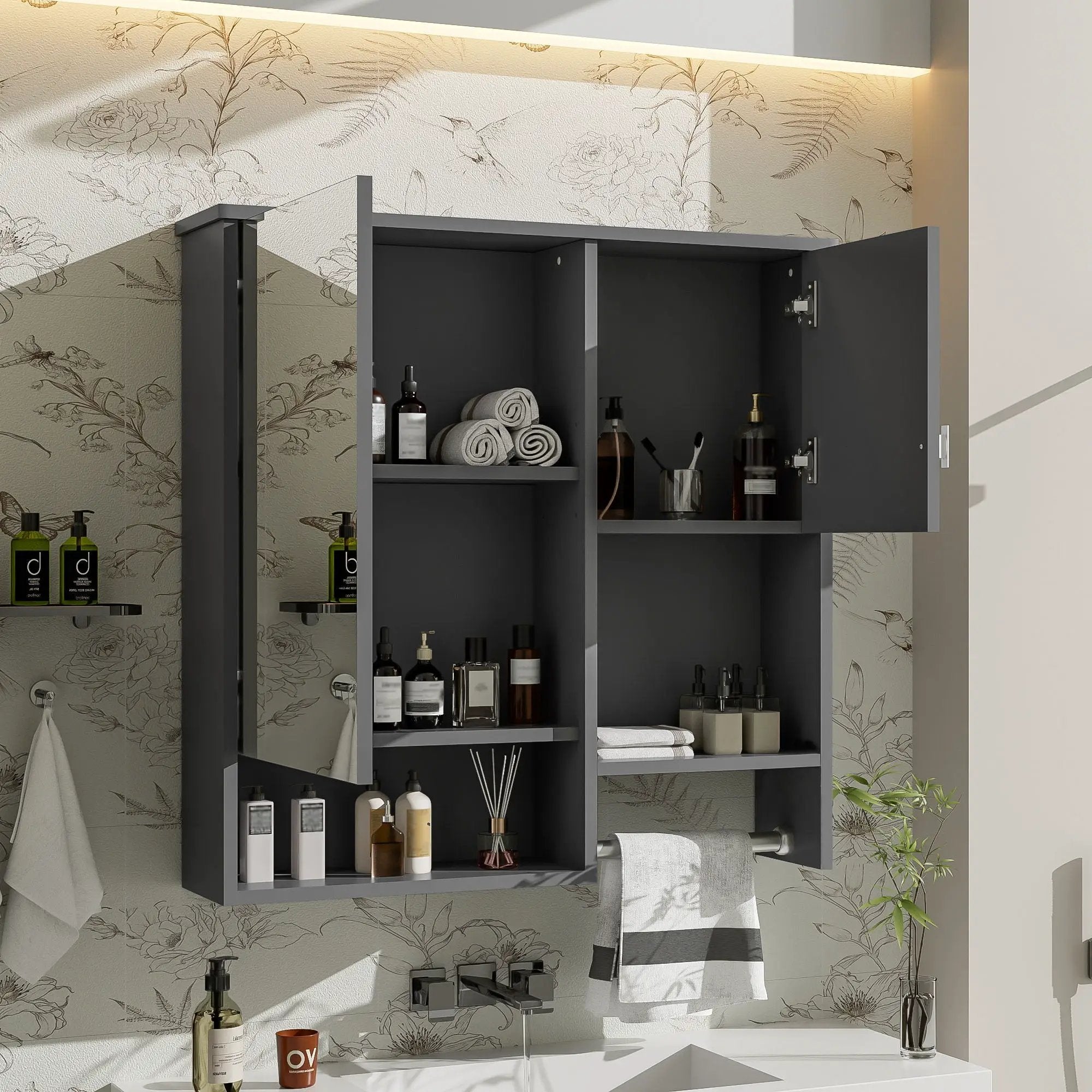 Modern Wall Mounted Bathroom Medicine Cabinet, Bathroom Wall Storage Cabinet With Mirror by Unique Piece Furniture