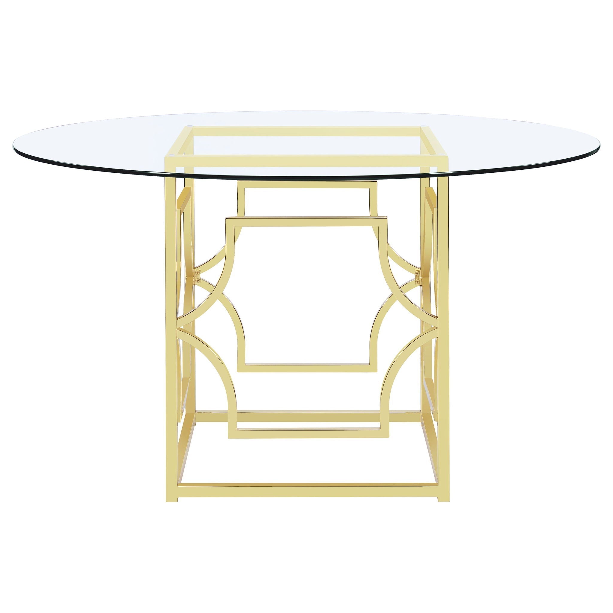Krista - Round Glass Top Dining Table - Gold by HouseOfZazla