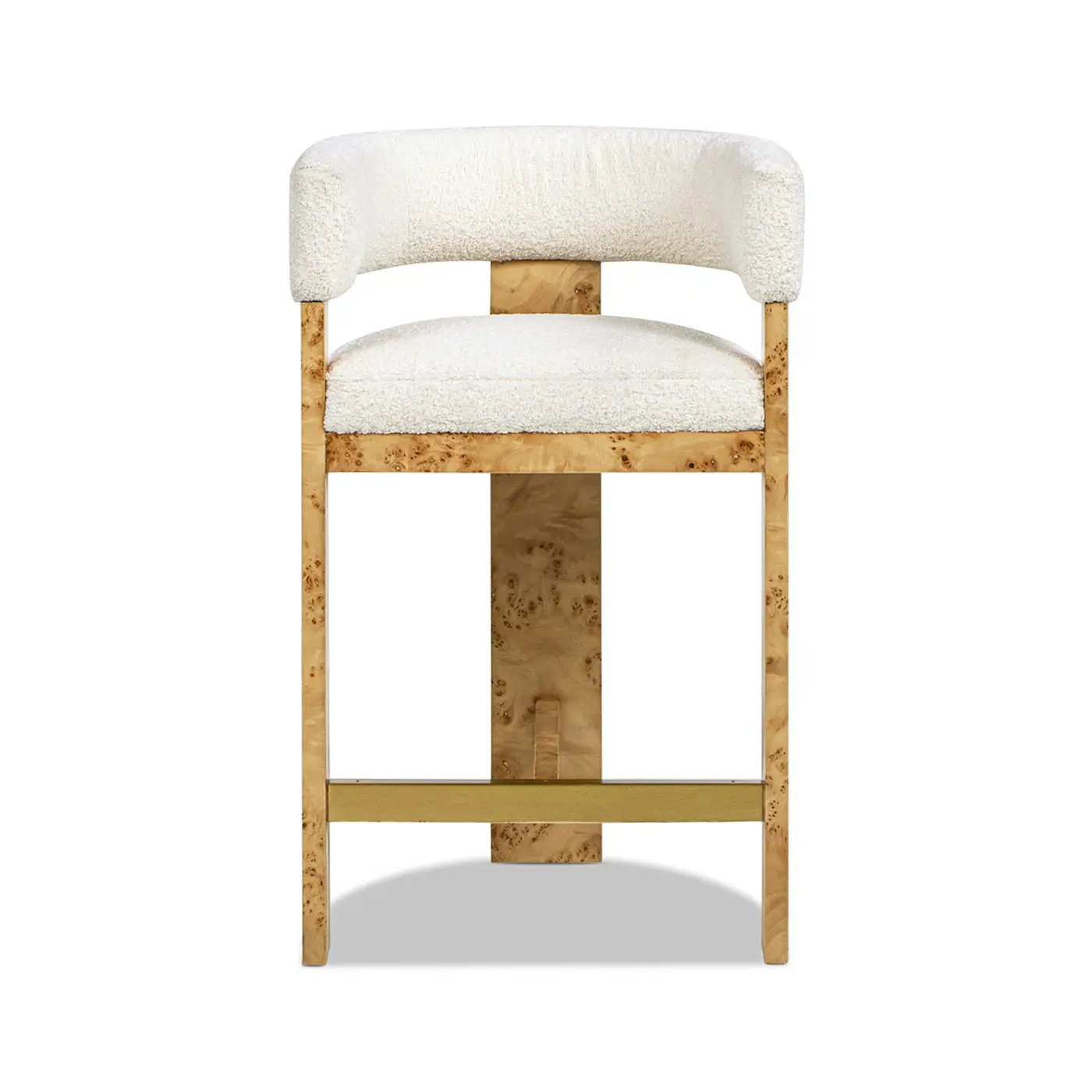Vavona - Burl Upholstered Barrel Back Counter Height Bar Stool - Polar Off White by Unique Piece Furniture