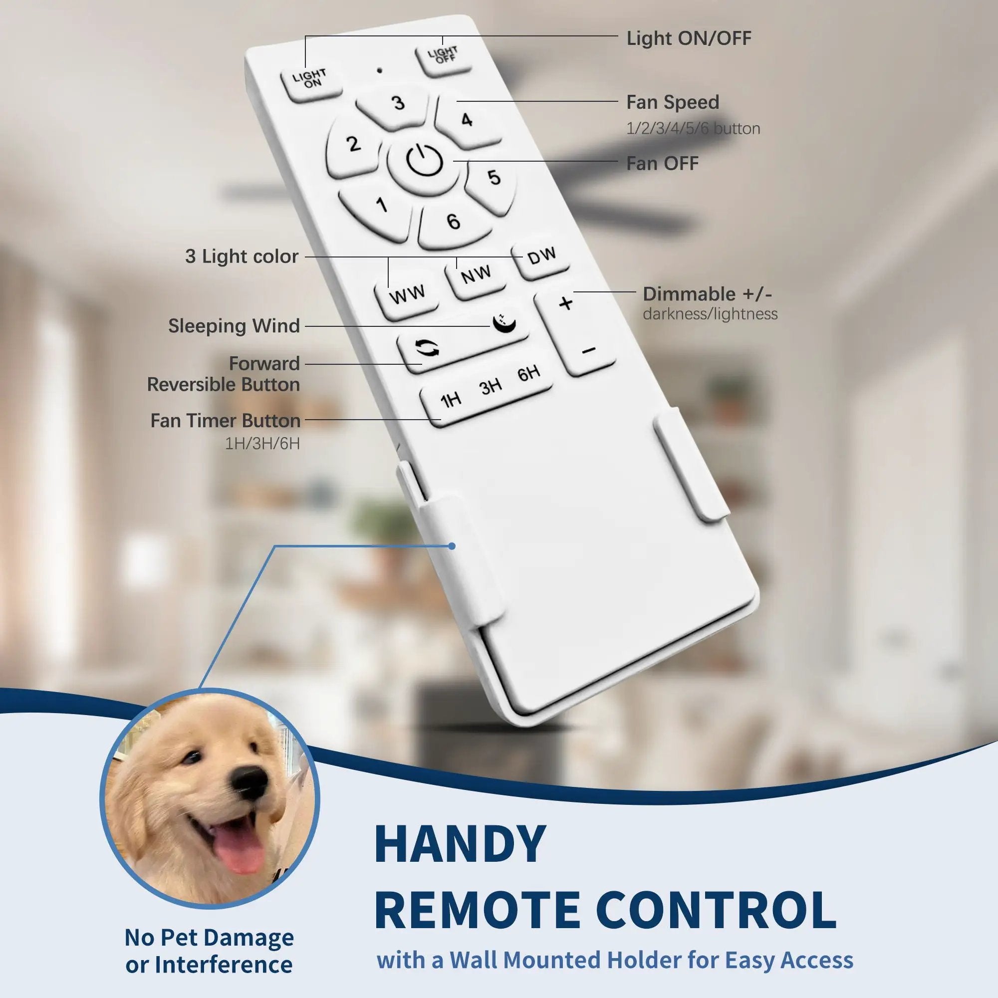 Ceiling Fan With Lights And Remote Control, Reversible DC Motor, 6 Speeds, 3 Cct Dimmable LED, Quiet Timer For Indoor - Black by HouseOfZazla