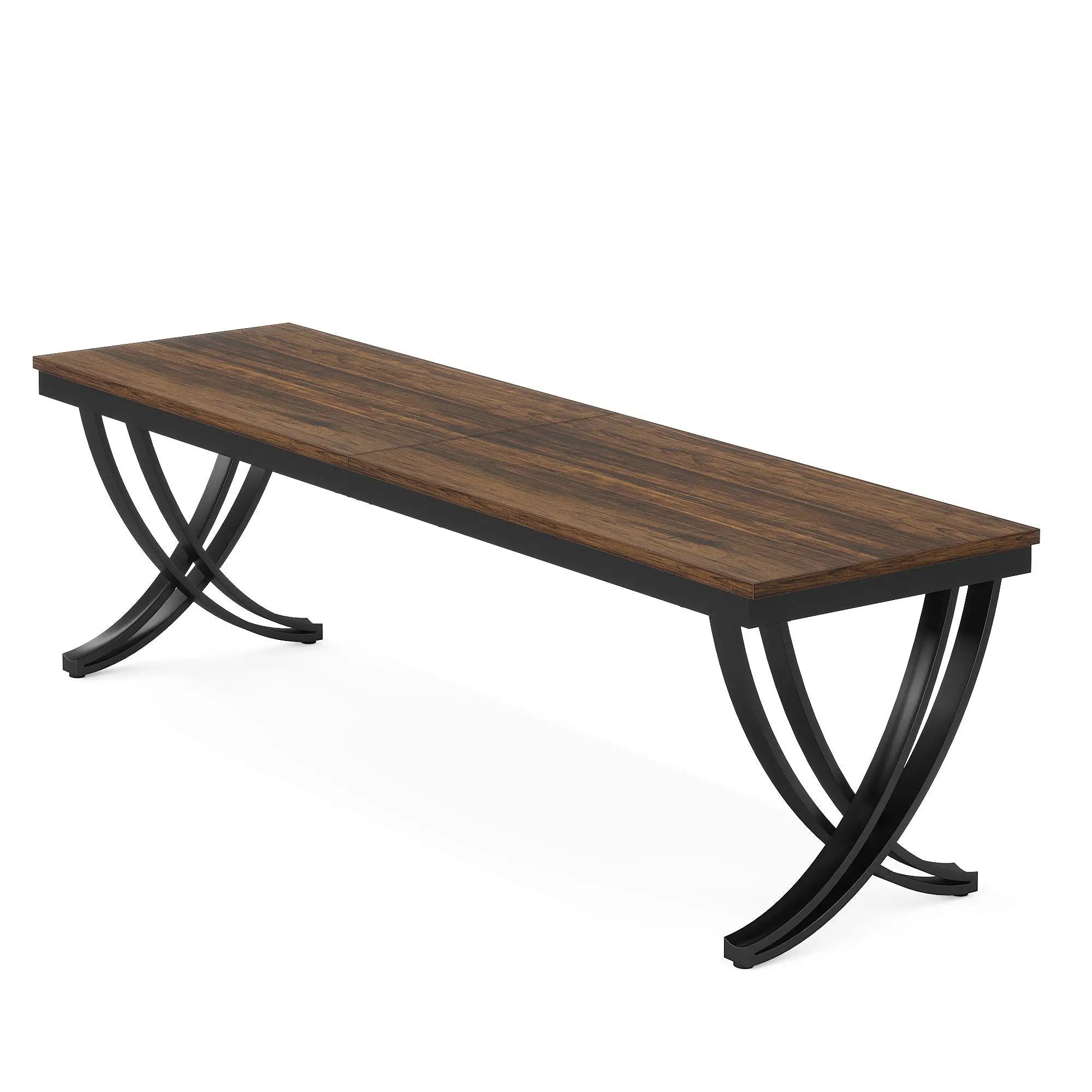 2 Person Desk With X Legs, Extra Long Office Workstation - Brown / Black by HouseOfZazla
