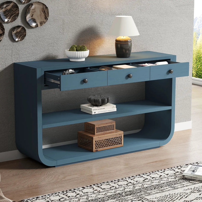Console Table With 3 Soft Close Drawers & 2 Open Shelves by HouseOfZazla
