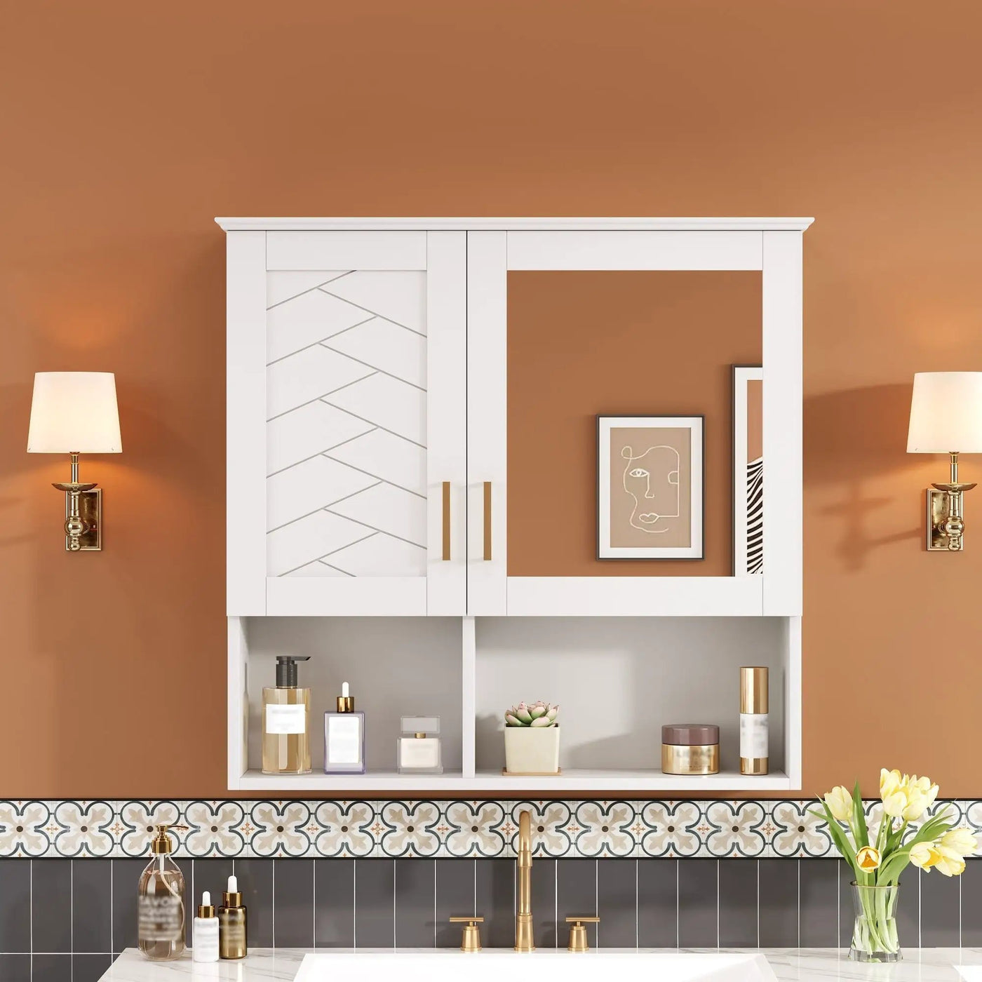 2 In 1 Wall-Mounted Mirror Cabinet With Adjustable Shelves by HouseOfZazla