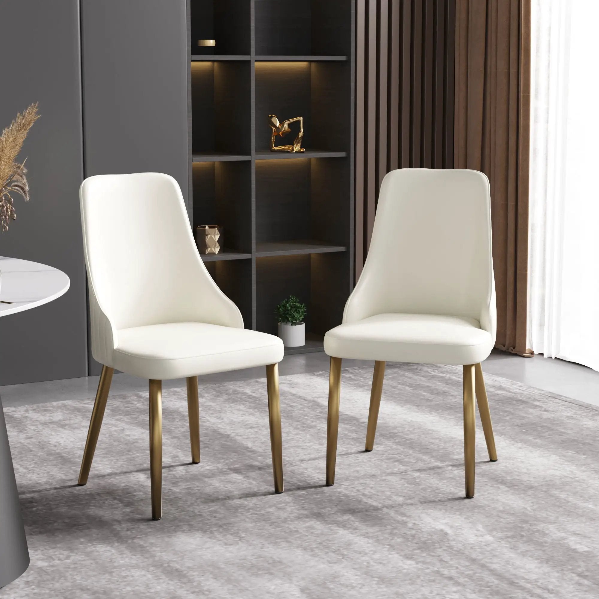 Modern Sponge-Filled Dining Chair, Solid Wood Metal Legs, Suitable For Restaurants, Living Rooms And Rooms (Set of 2) - White by Unique Piece Furniture