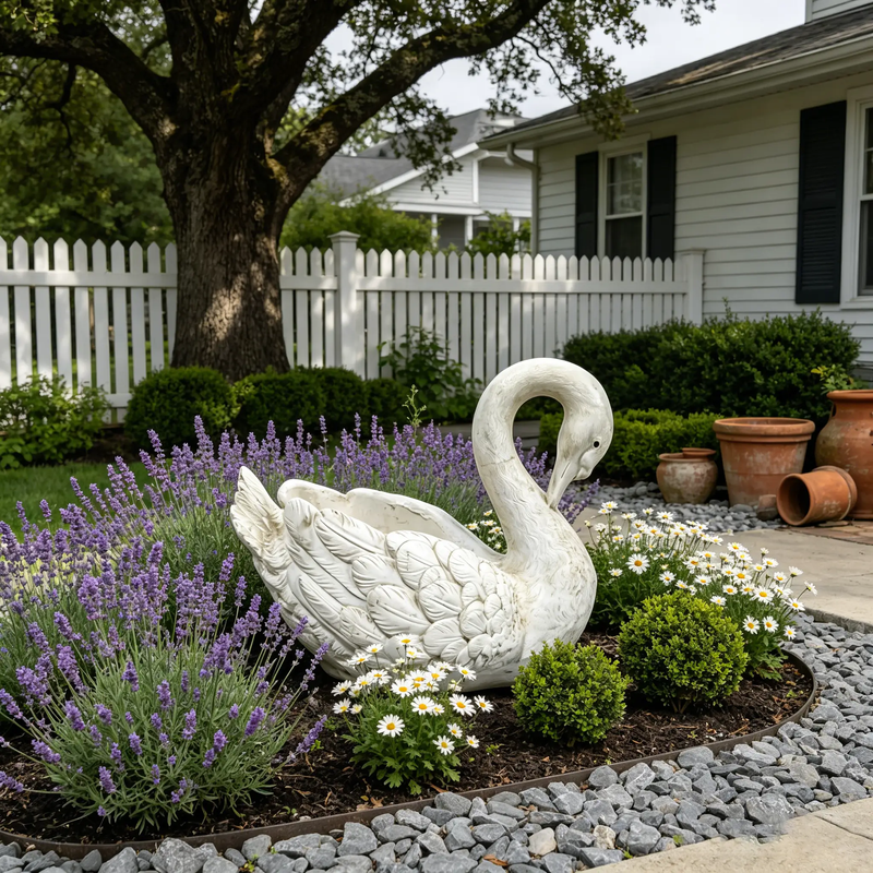 12.8'' Tall Vintage Swan Statue Planter by HouseOfZazla