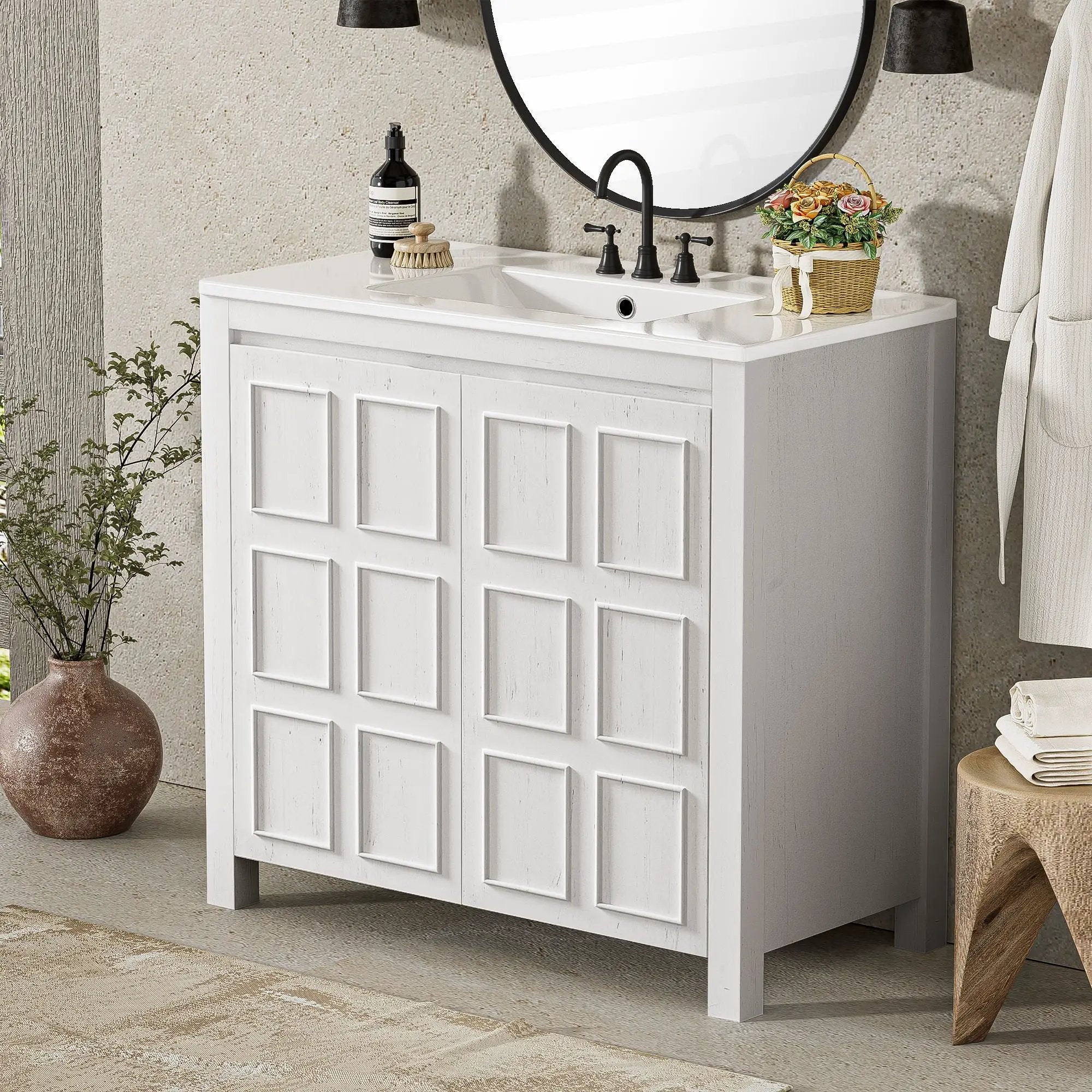 Bathroom Vanity Organizer With Sink, Combo Cabinet Set, Bathroom Storage Cabinet by Unique Piece Furniture