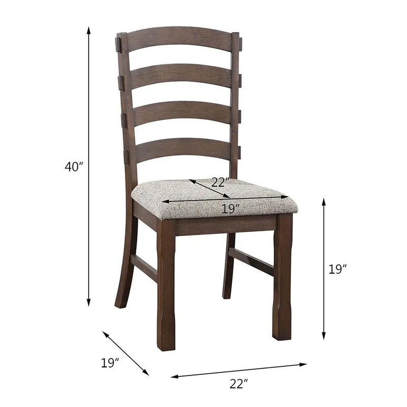Pascaline - Side Chair (Set of 2) - Gray Fabric, Rustic Brown & Oak by Unique Piece Furniture