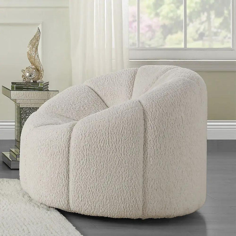 Osmash - Chair With Swivel - White Teddy Sherpa by Unique Piece Furniture