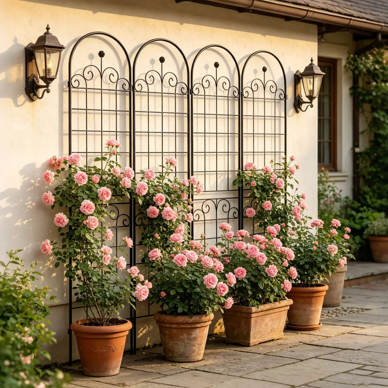 Metal Garden Trellis For Climbing Plants Outdoor Rustproof Plant Support Rose Trellis Netting Trellis by HouseOfZazla